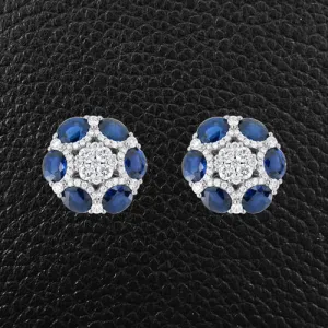 Sapphire & Diamond Round Earrings