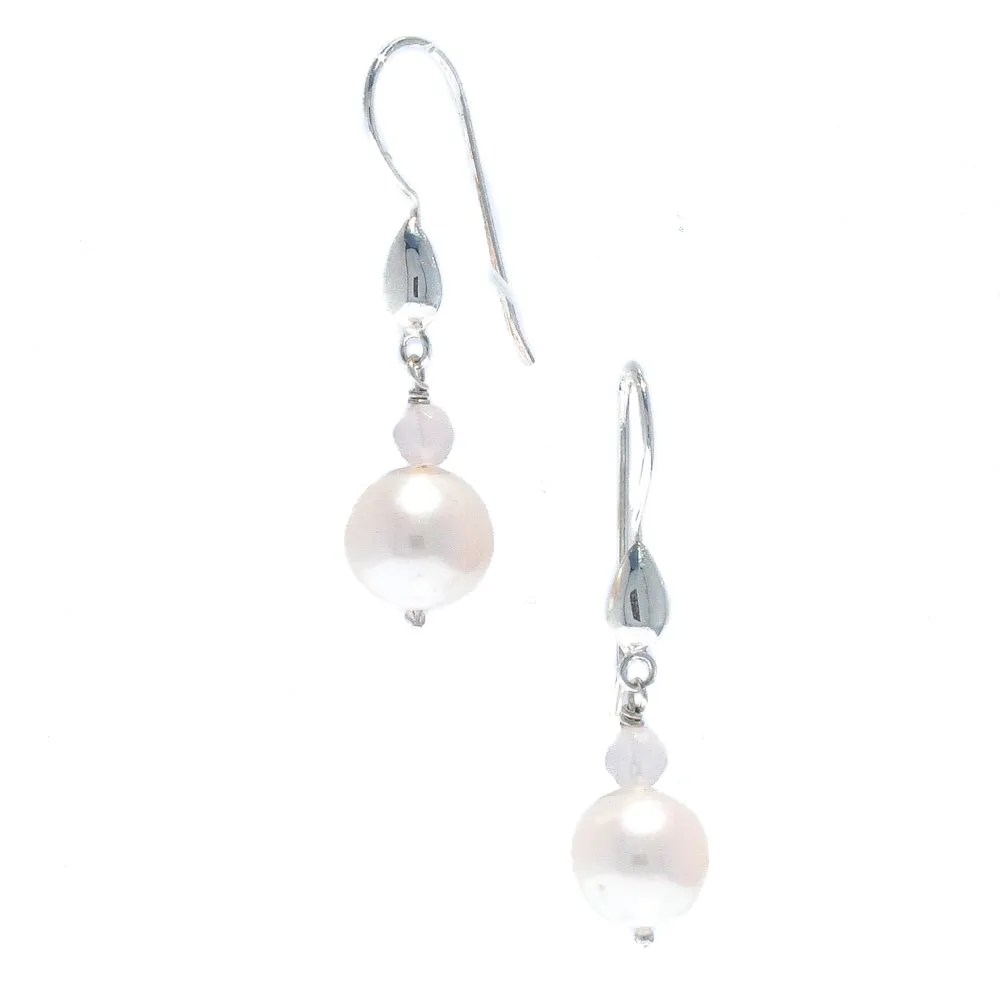 Sea Dreams Pearl Earrings Rose Quartz