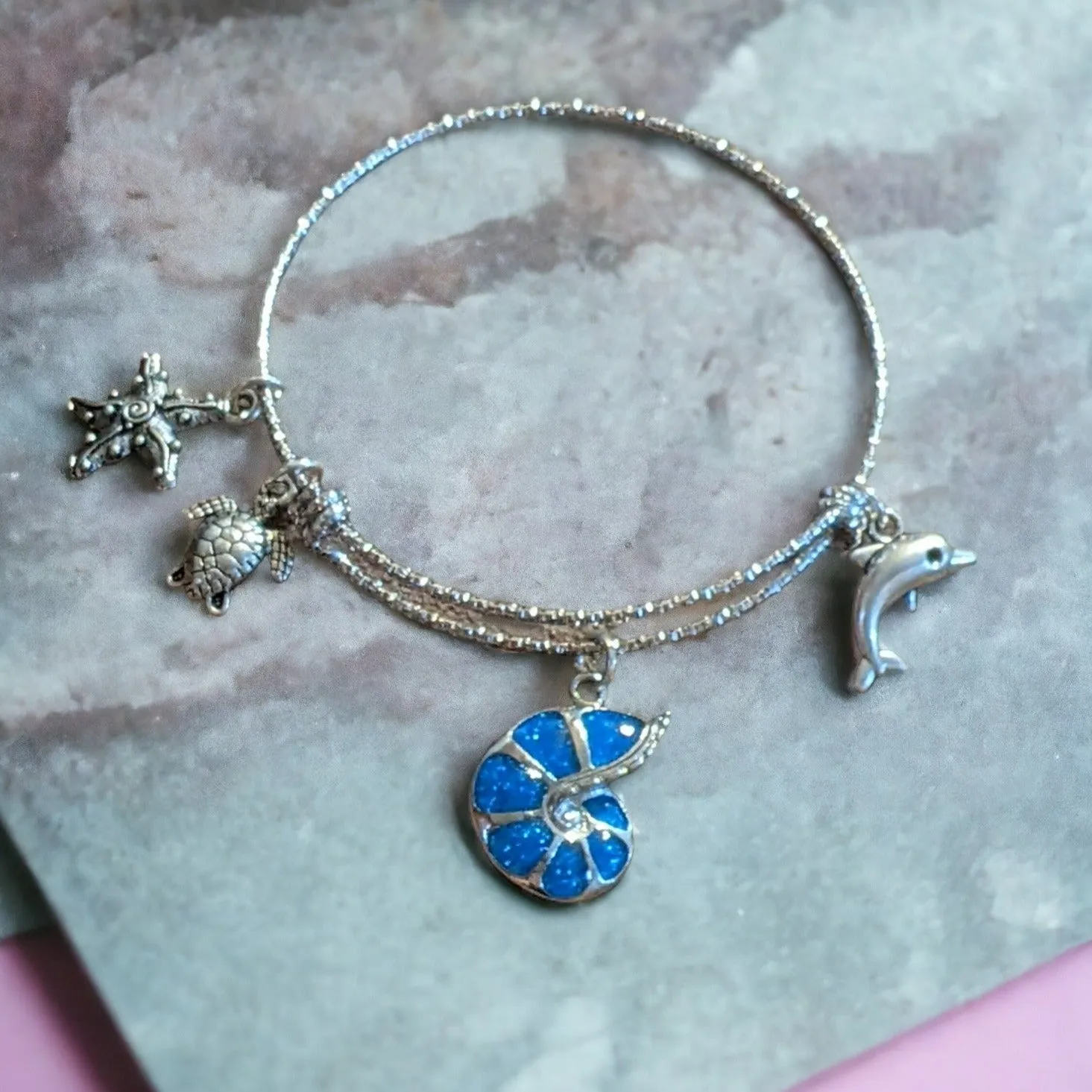 Sea Snail shell bangle bracelet