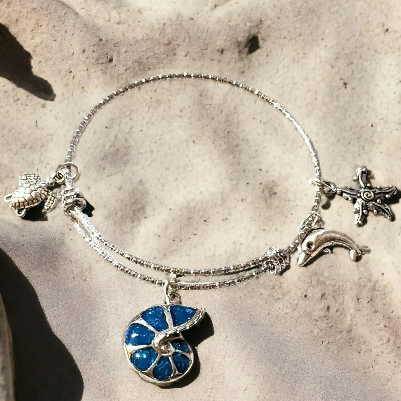 Sea Snail shell bangle bracelet
