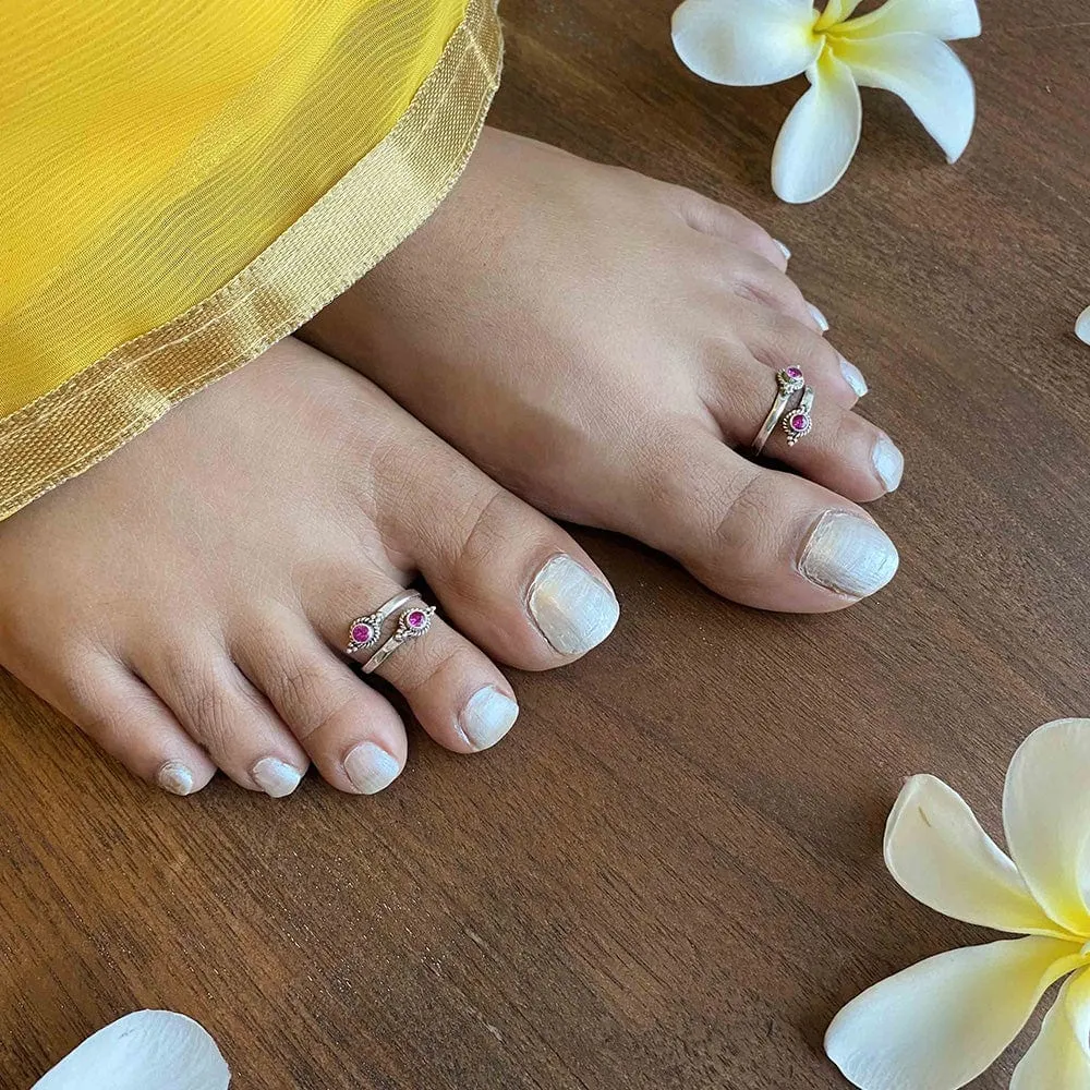 Set Of Three Silver Toe Rings (10)
