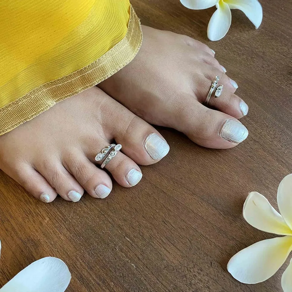 Set Of Three Silver Toe Rings (7)