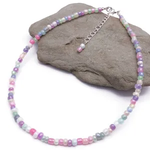 Shimmery Pastel Seed Beads Choker Necklace