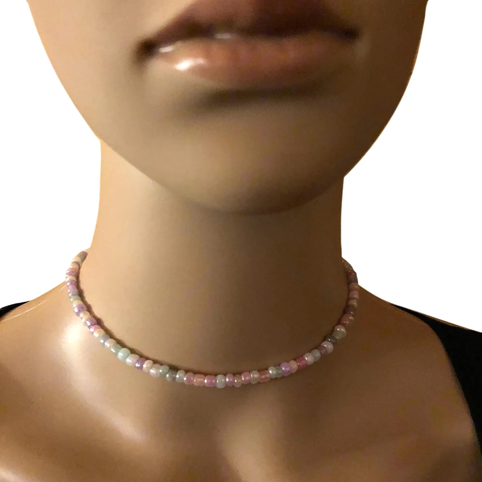 Shimmery Pastel Seed Beads Choker Necklace
