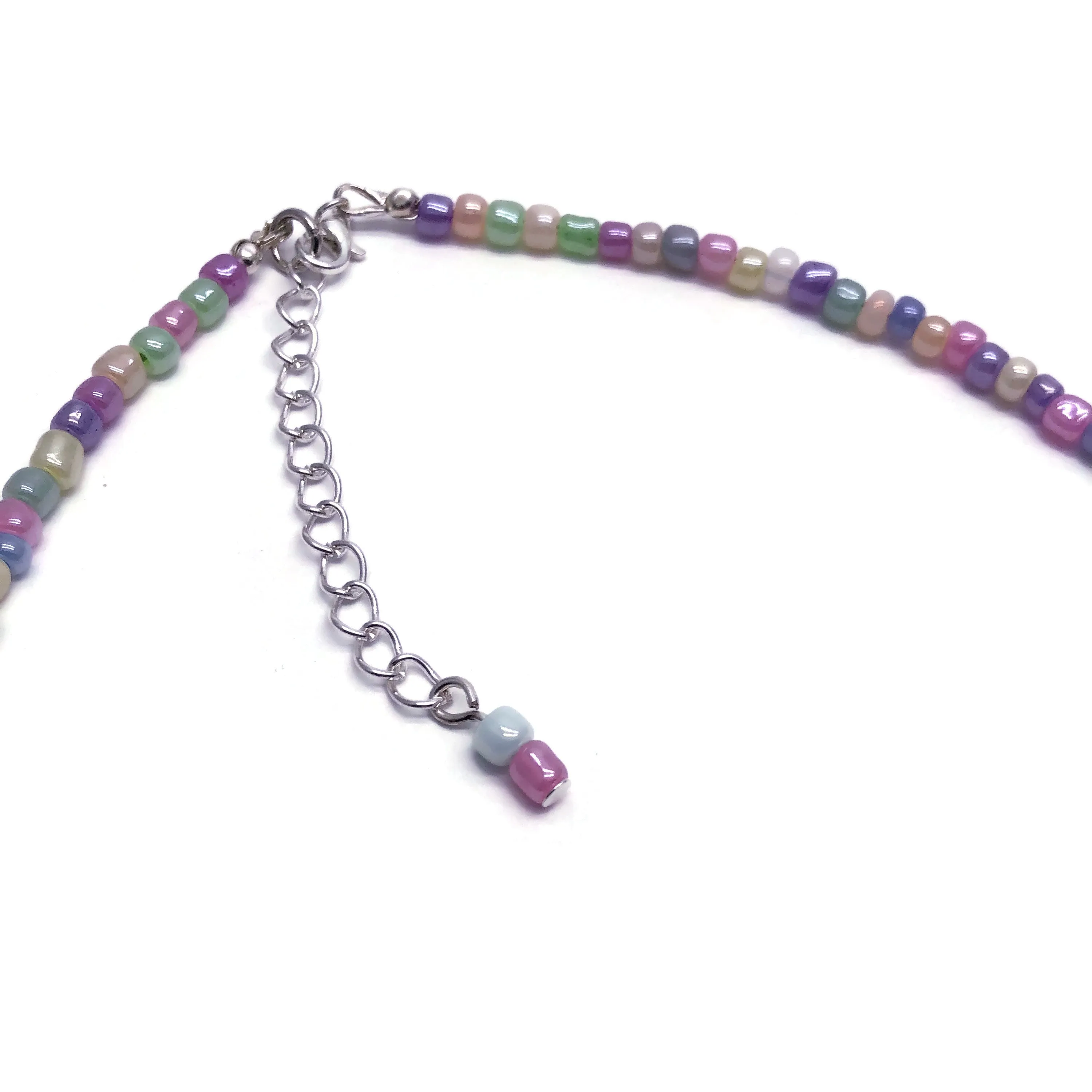 Shimmery Pastel Seed Beads Choker Necklace