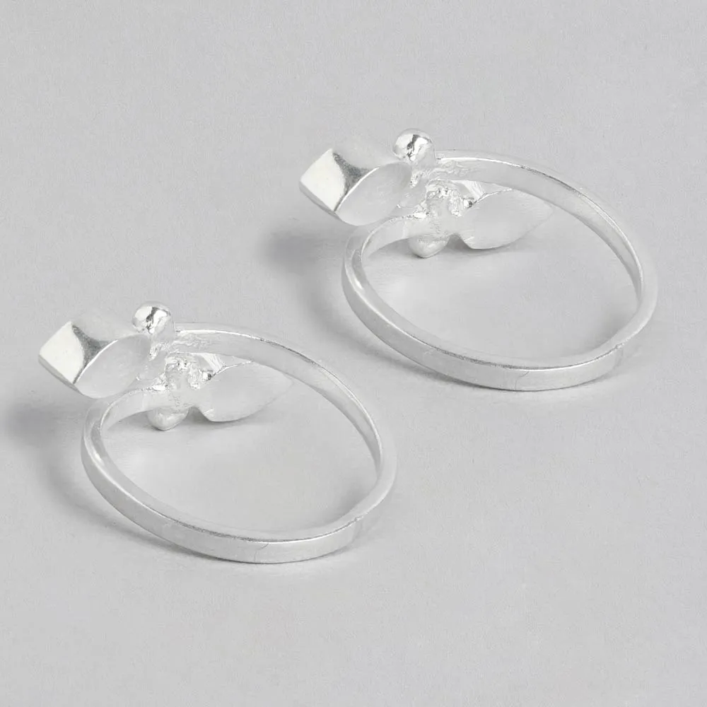 Silver 92.5 Toe ring With Red Stones