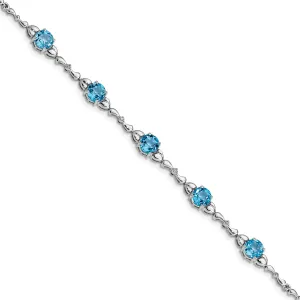 Silver Blue Topaz Gemstones Diamond Bracelet