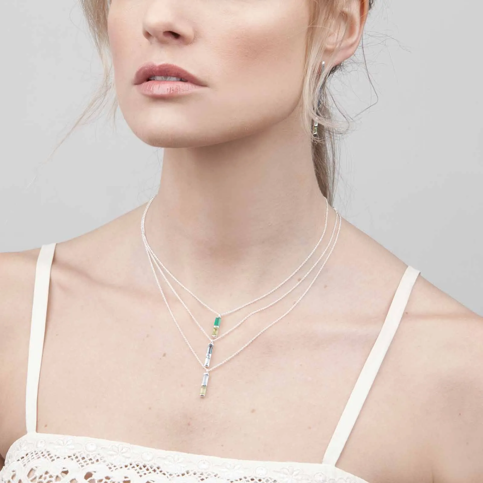 Silver Necklace Rose Quartz Anais