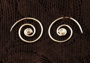 Silver Spiral Earrings - Labradorite Gemstone