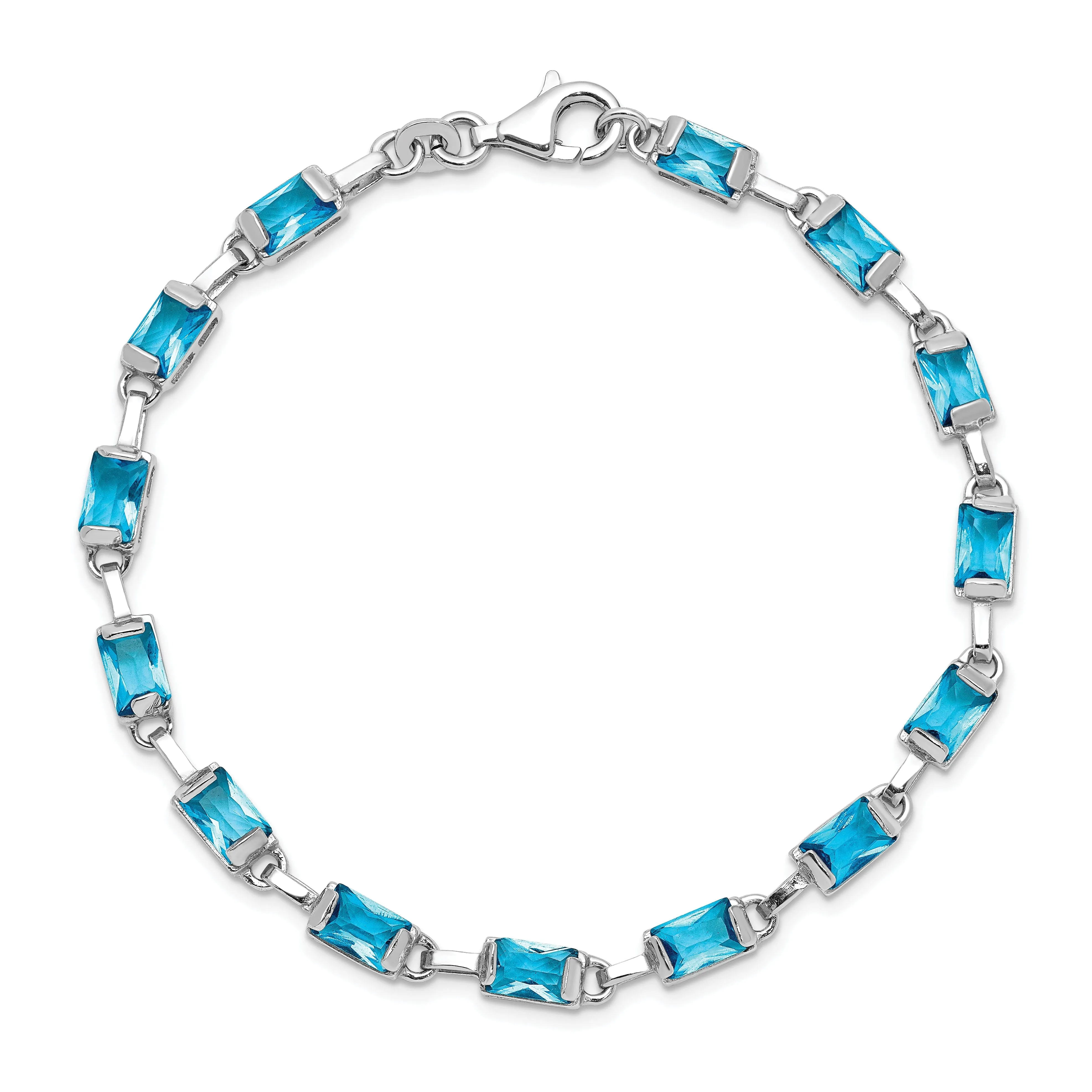 Silver Stones Blue Topaz Gemstone Bracelet