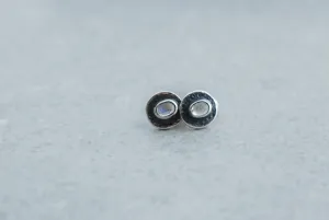Silver Stud earrings with moonstone cabochon