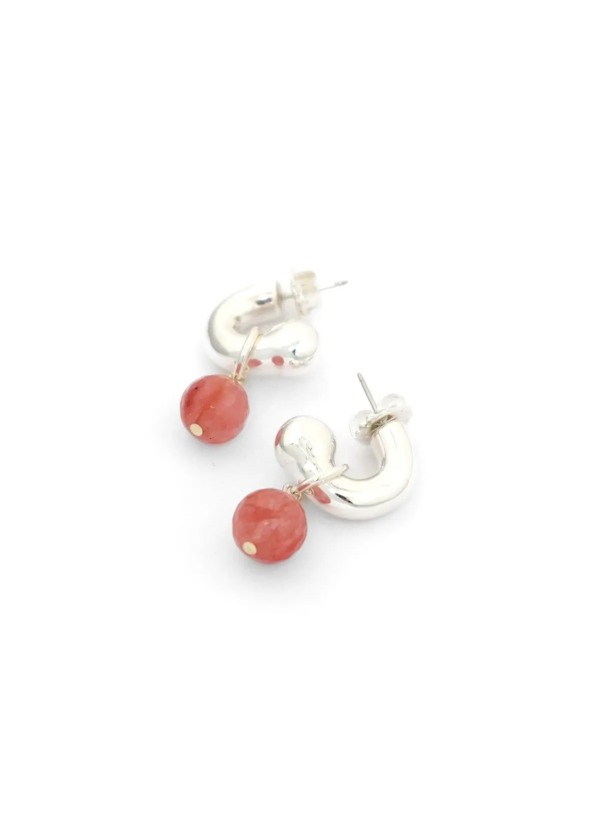 Simon Sebbag - Huggie Hoop Cherry Quartz Earring
