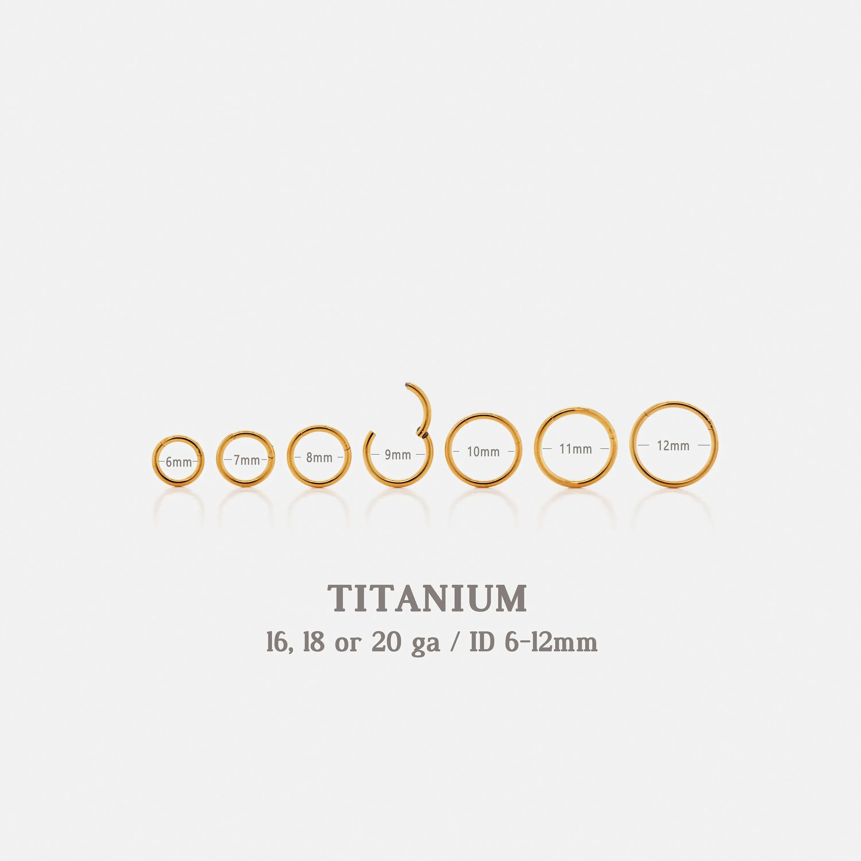 Simple Round Plain Daith Ring, Daith Hoop, 18ga, 16ga, ID 6-12mm, Unisex, G23 Titanium, SHEMISLI SH446...SH456...