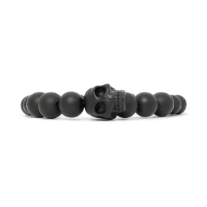 Skull Beaded Bracelet in Black