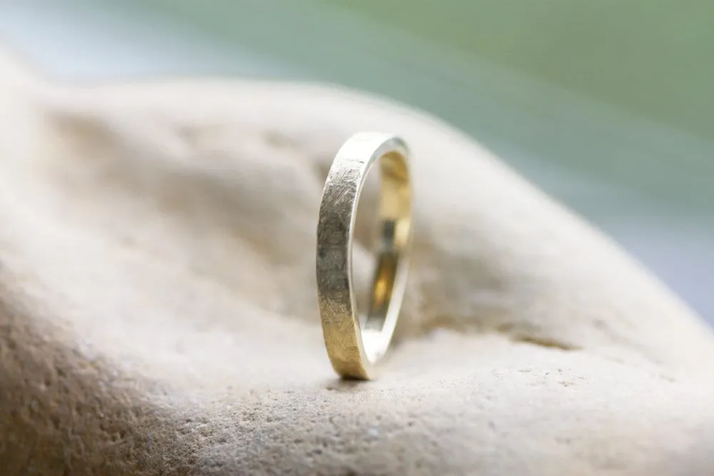 Stacking Wavy gold hammered wedding ring