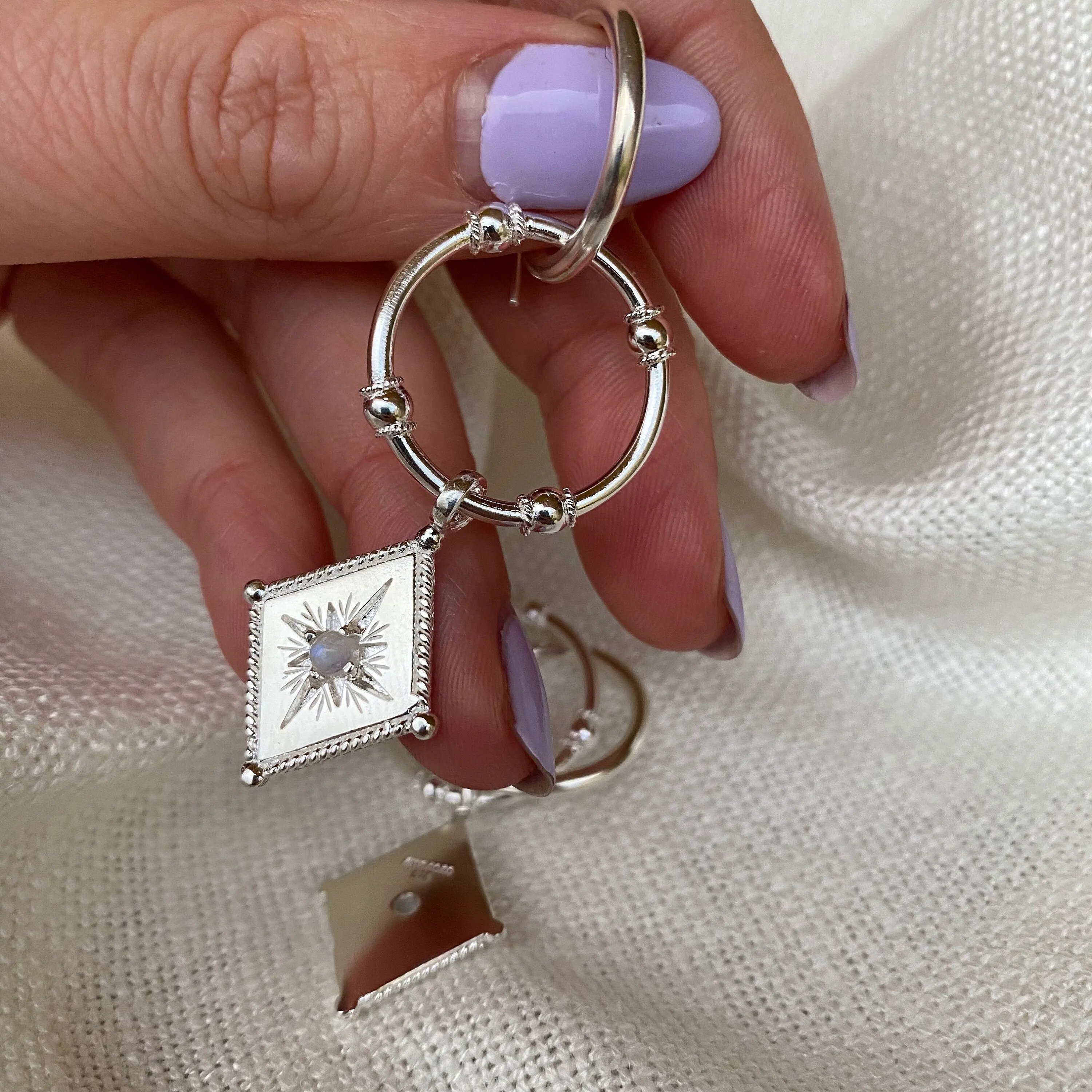 Star Crossed Lovers Silver Moonstone Earrings