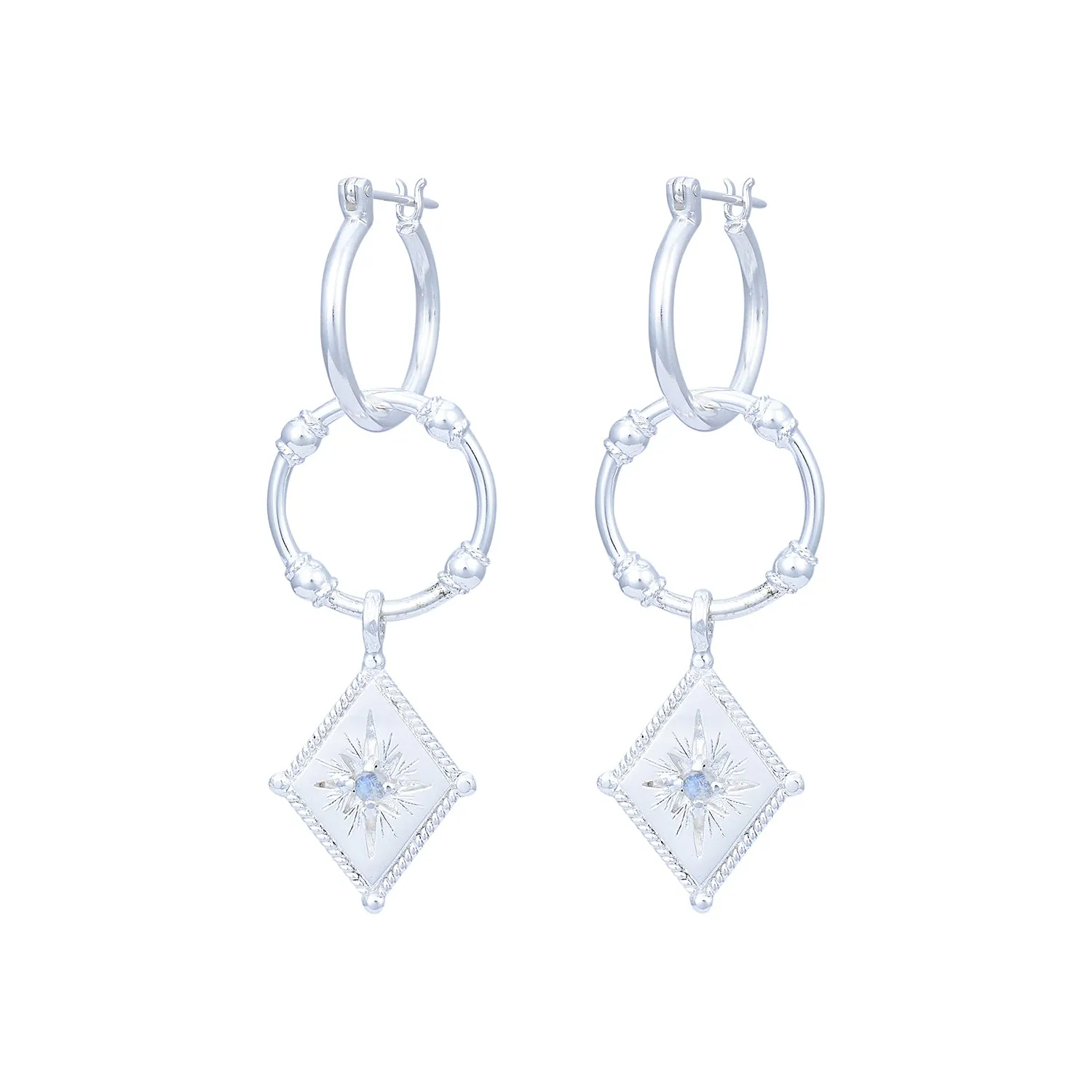 Star Crossed Lovers Silver Moonstone Earrings