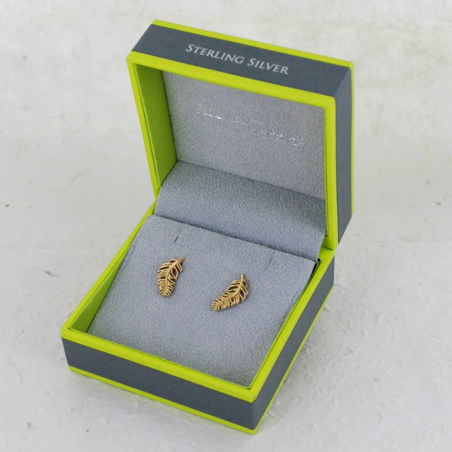 Sterling Silver Feather Stud Earrings