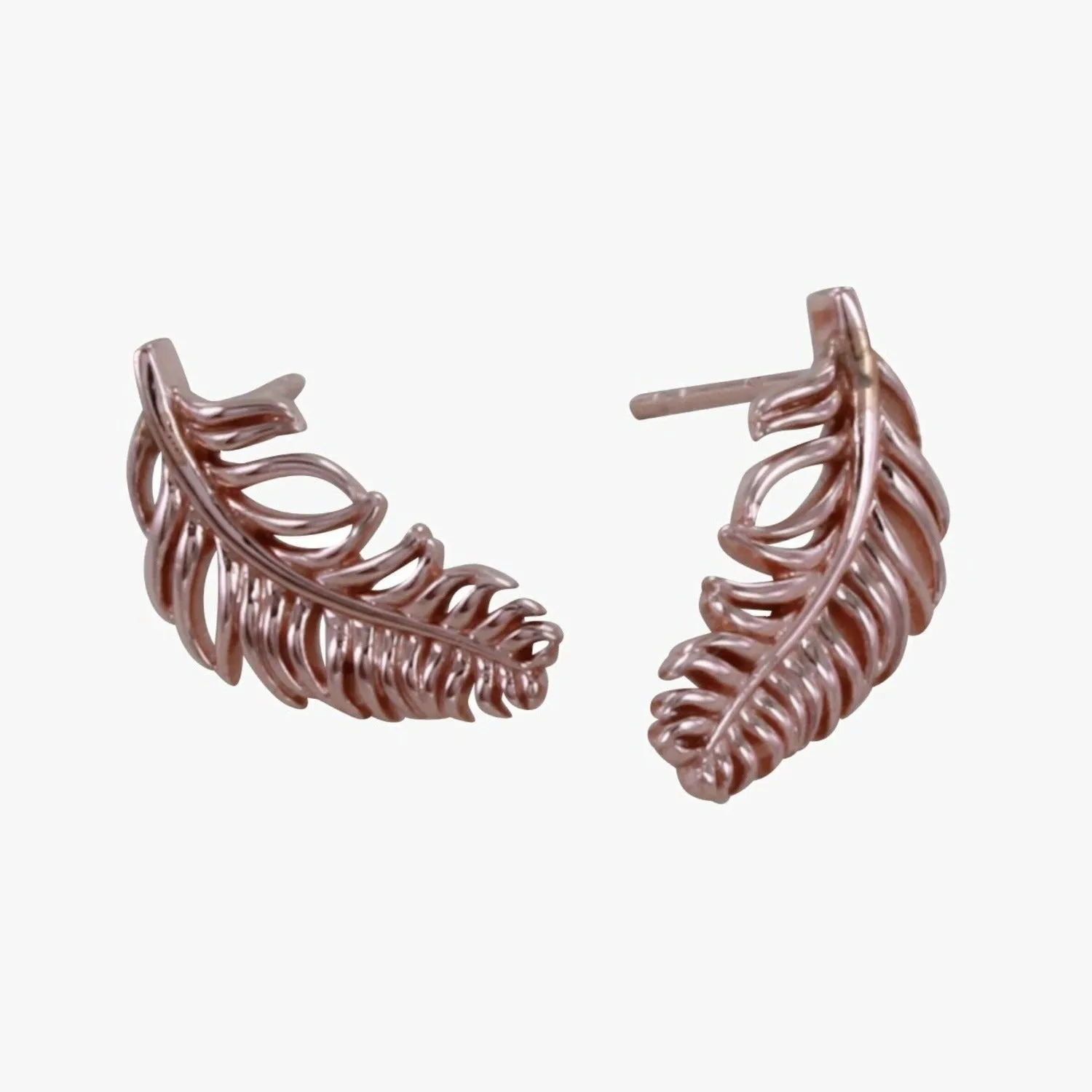 Sterling Silver Feather Stud Earrings