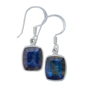Sterling Silver Mystic Quartz Drop Earrings - Rectangular