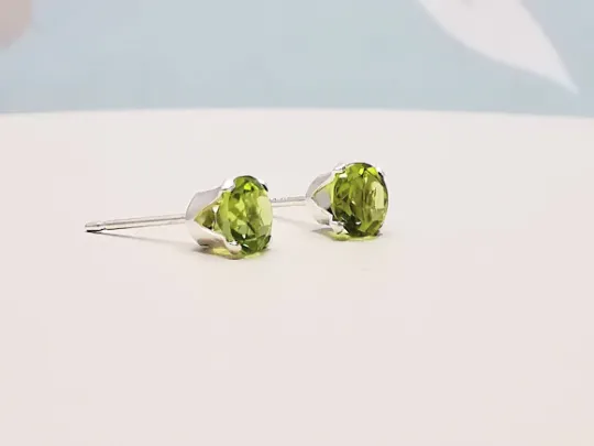 Sterling Silver Peridot Stud Earrings