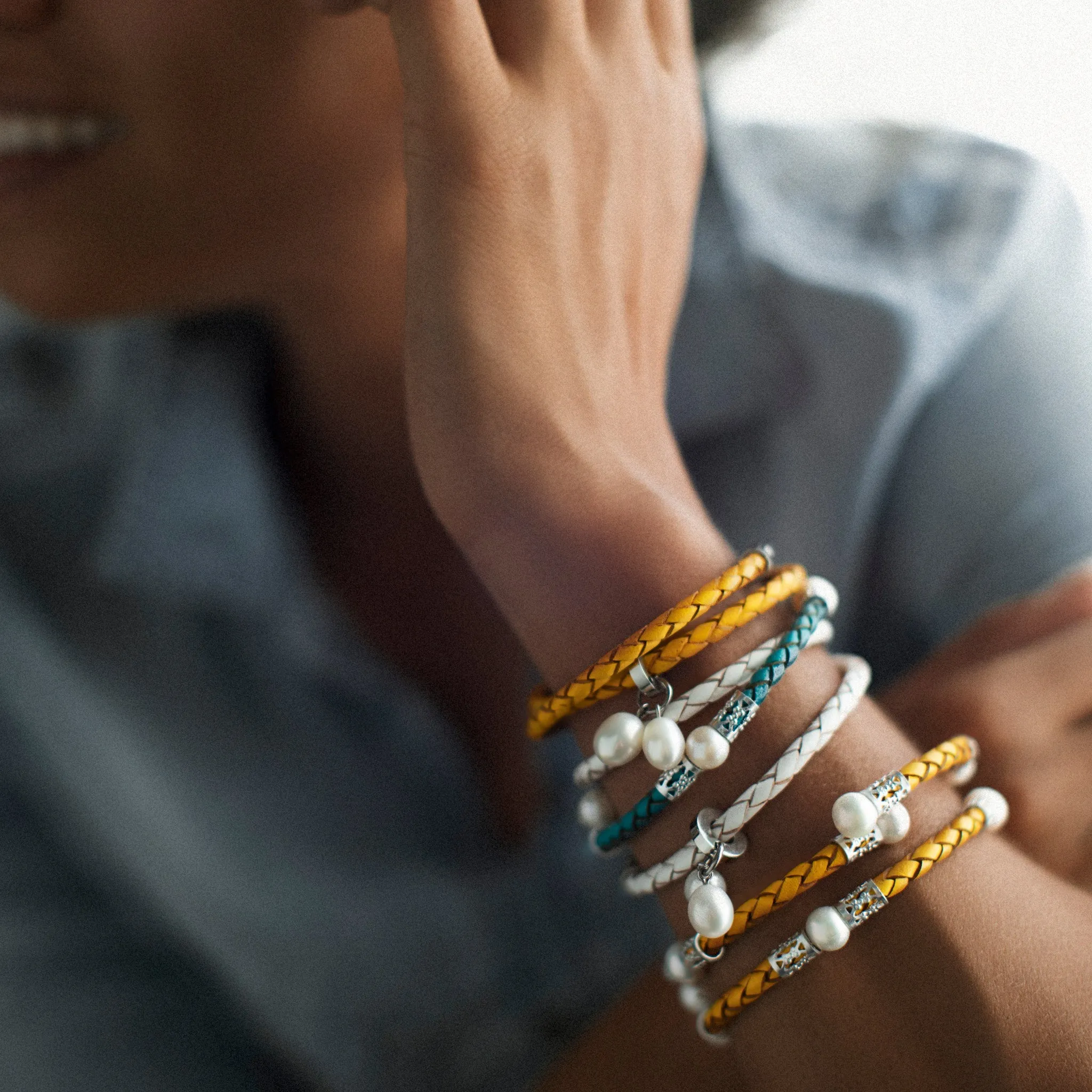 Sunshine Braided Leather Bracelet/Choker