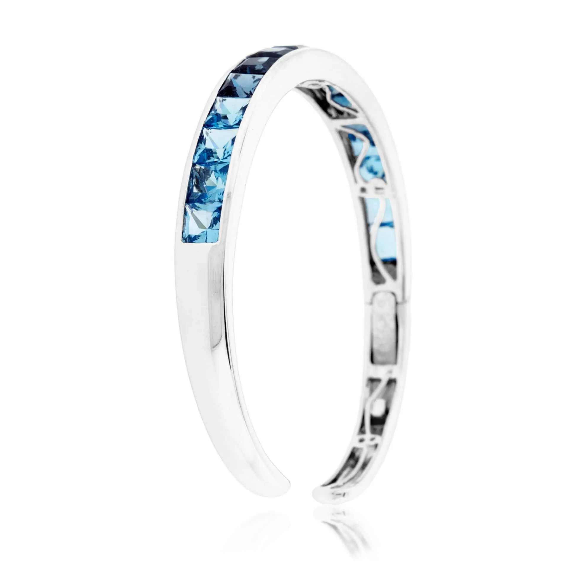Swiss to London Blue Topaz Gradient Bangle Bracelet