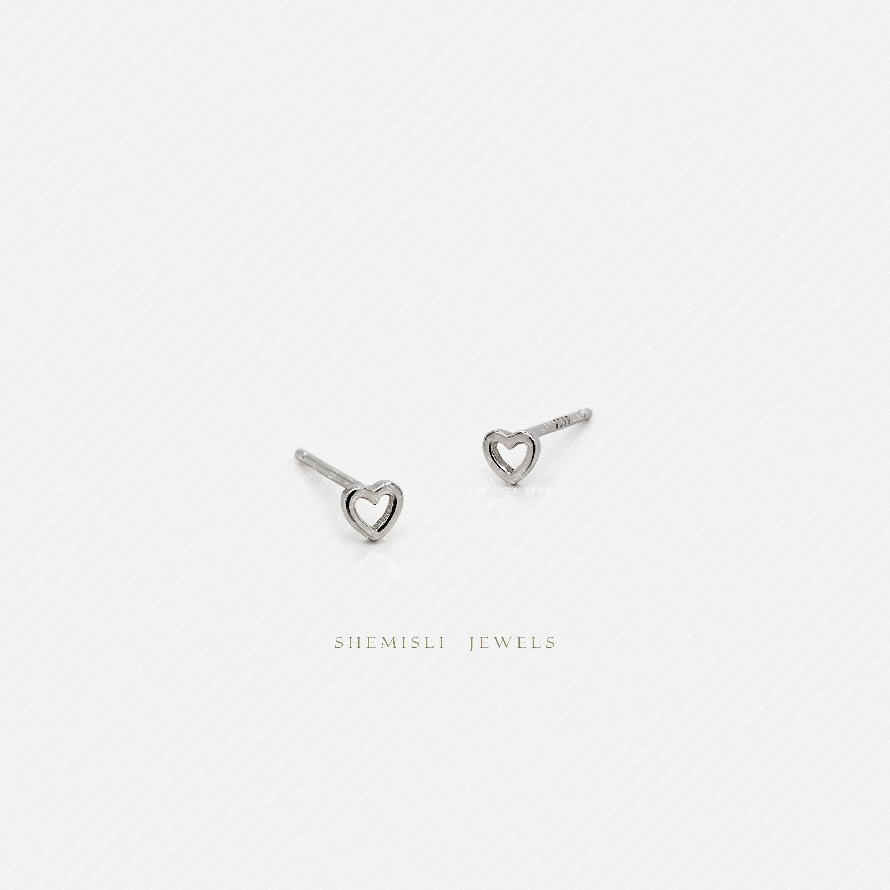 Tiny Open Heart Stud, Unisex, Gold, Silver SHEMISLI SS431 Butterfly End, SS432 Screw Ball End (Type A)