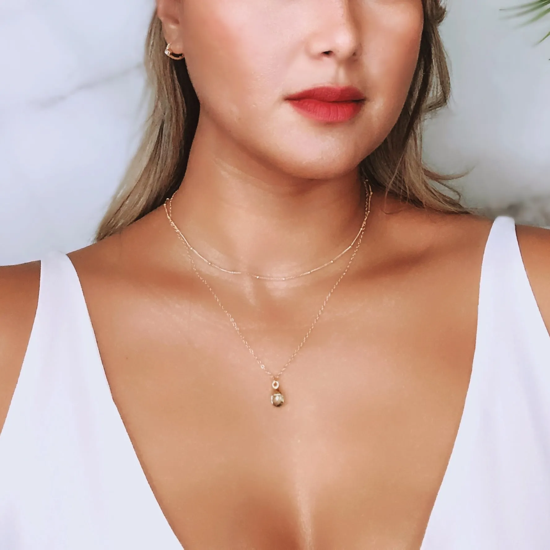 Tiny Peridot Drop Necklace