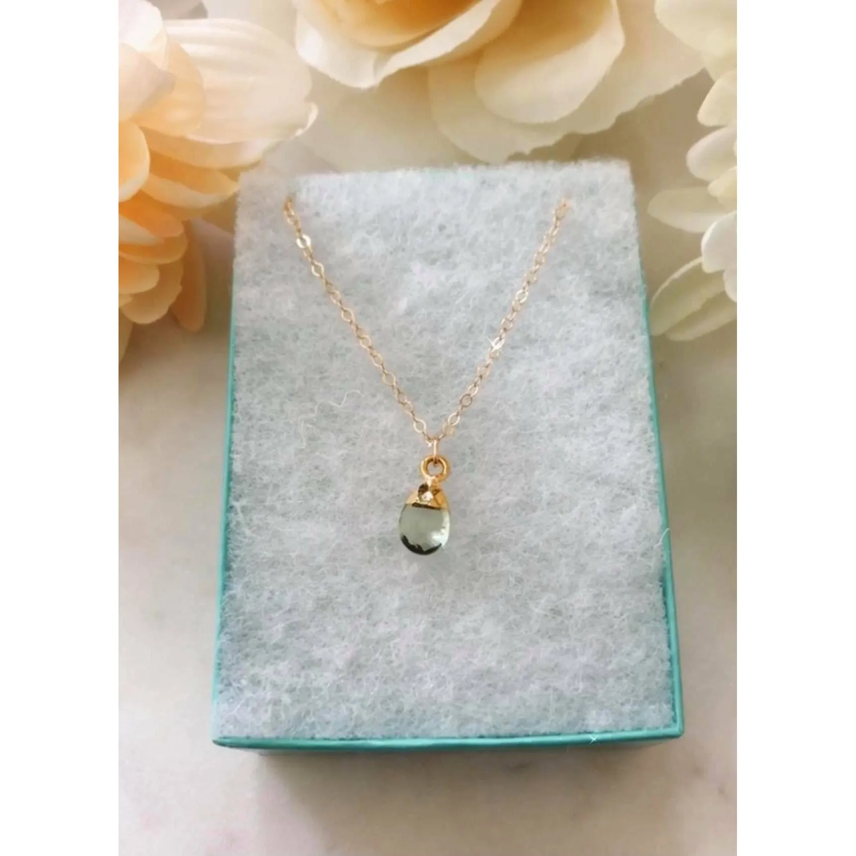 Tiny Peridot Drop Necklace