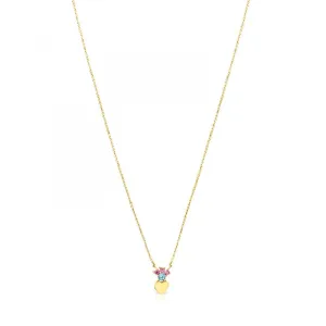 Tous Gold Real Sisy heart Necklace with Gemstones 812452050