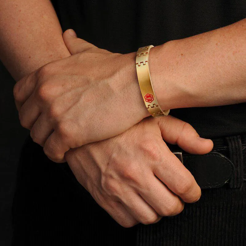 Type 1 Diabetes: Stainless Steel Linked Bracelet Medi-Alert 21cm