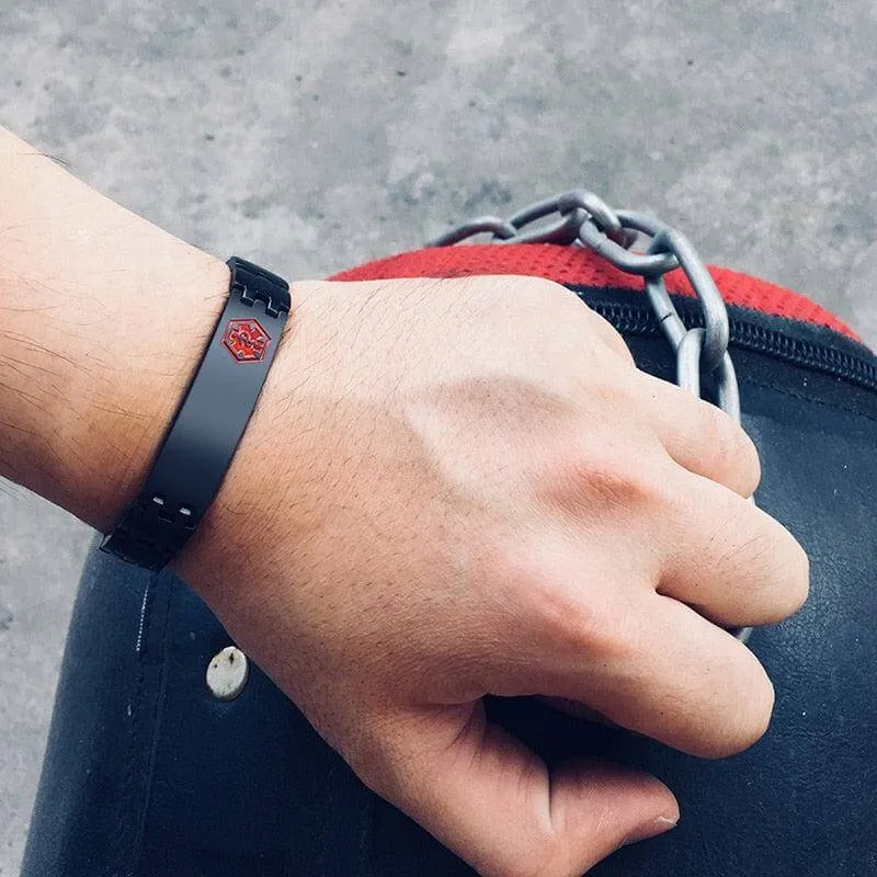 Type 1 Diabetes: Stainless Steel Linked Bracelet Medi-Alert 21cm