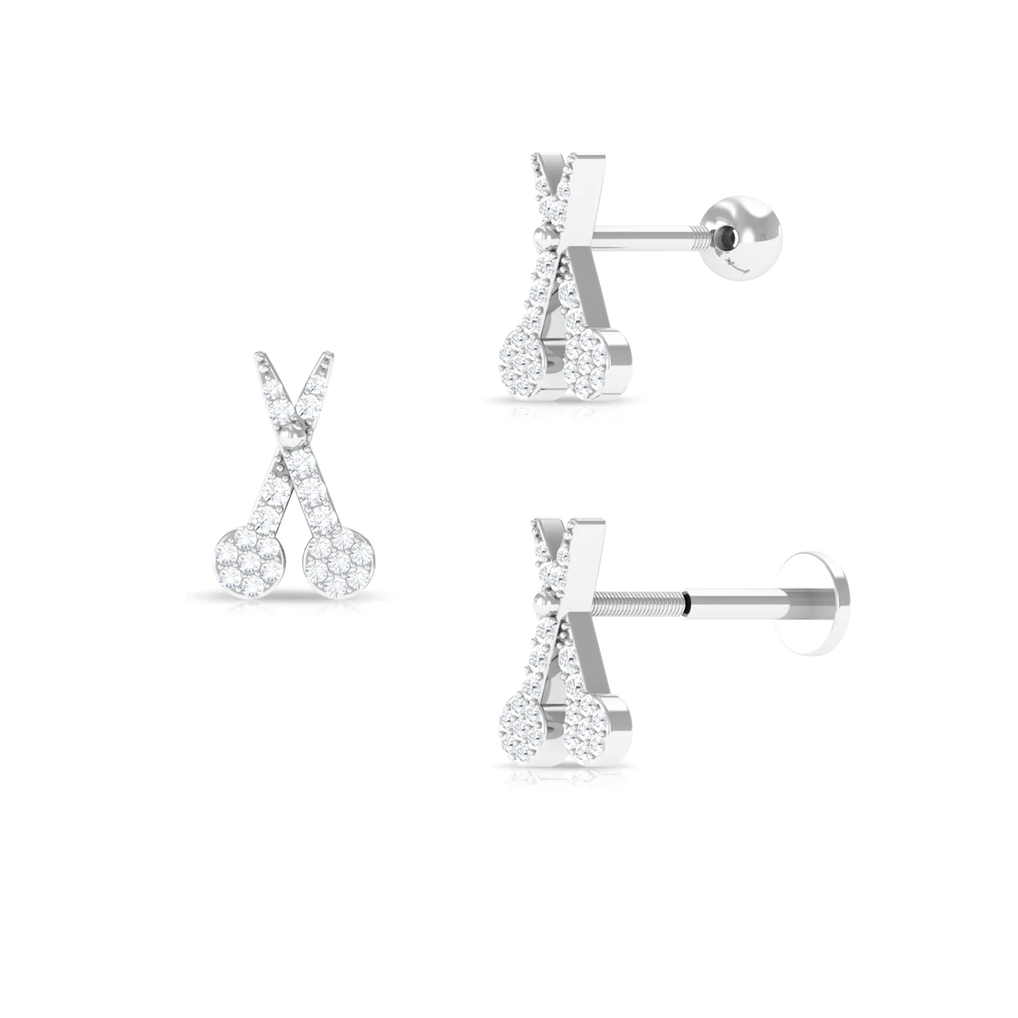 Unique Moissanite Scissor Cartilage Earring in Gold
