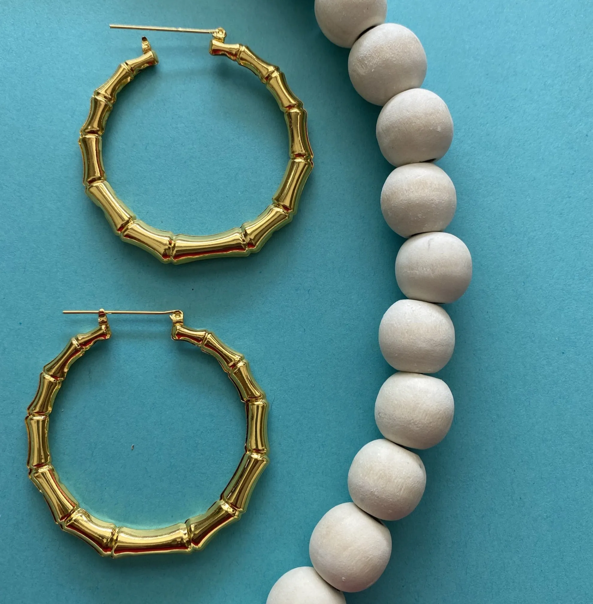 Victoria Gold Bamboo Hoop Earrings