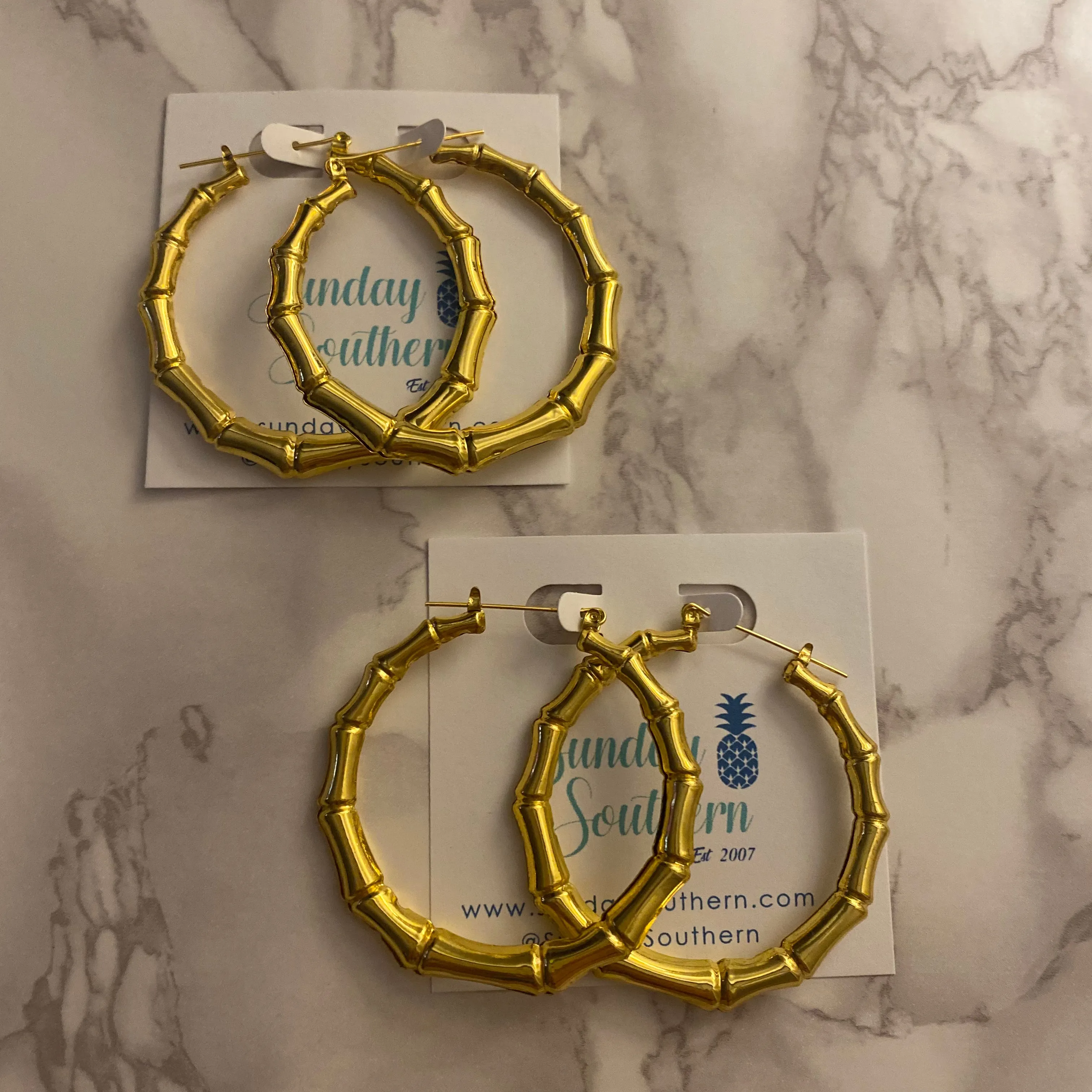Victoria Gold Bamboo Hoop Earrings