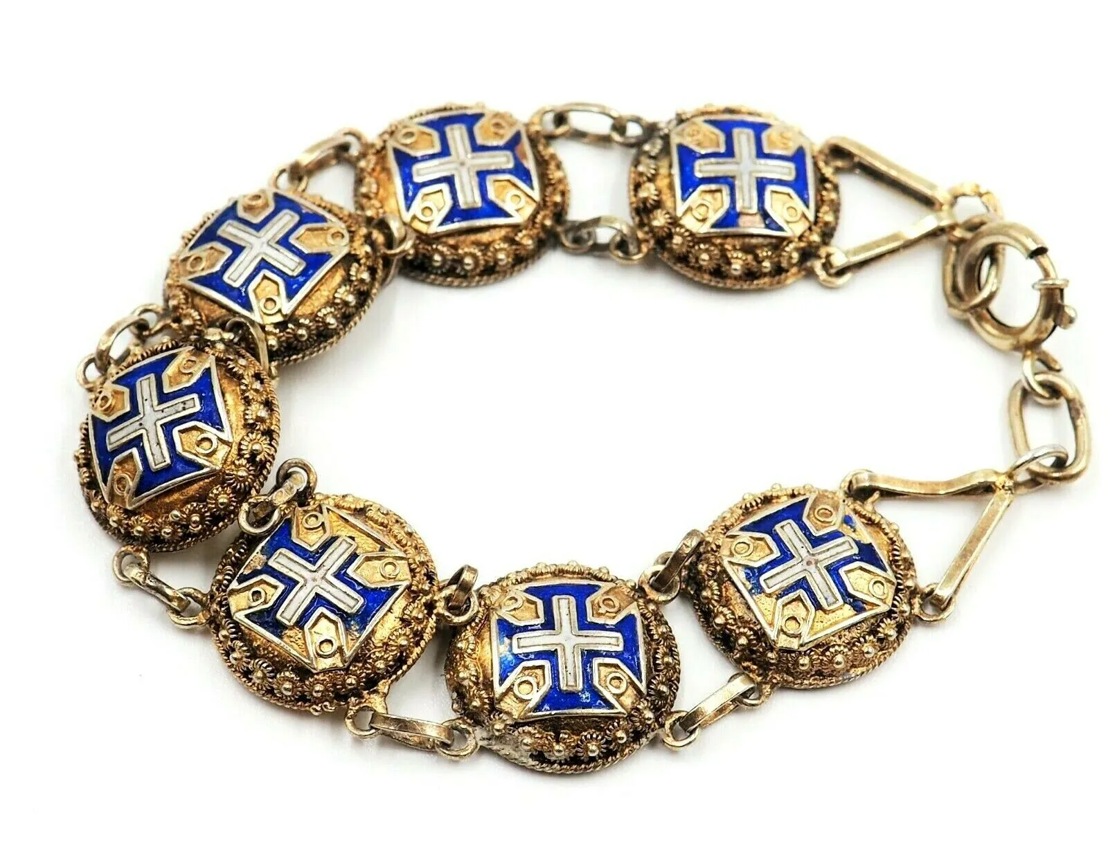 Vintage Enamel & Gold Plated Bracelet Length: 17cm Fashion Jewellery