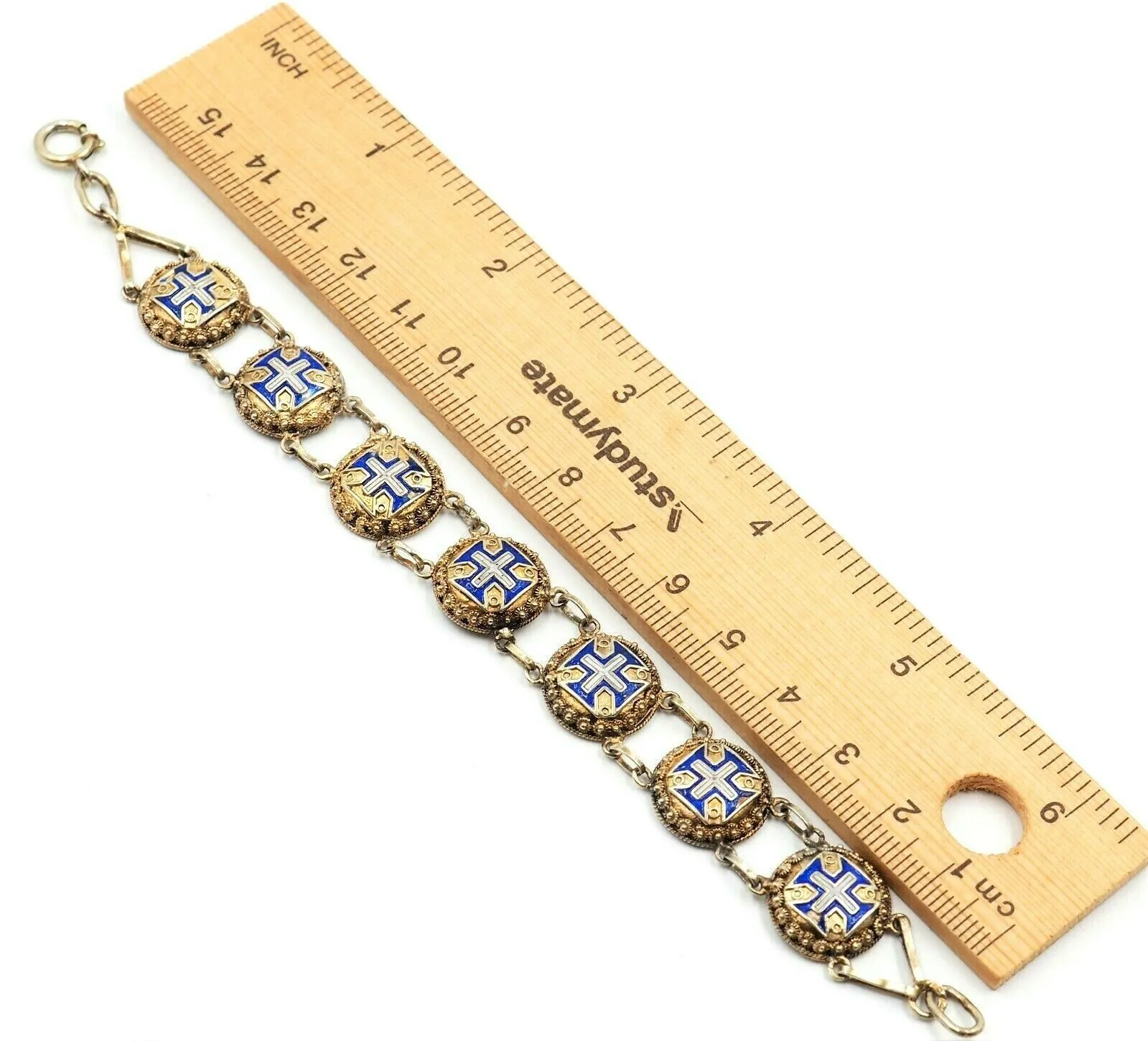 Vintage Enamel & Gold Plated Bracelet Length: 17cm Fashion Jewellery
