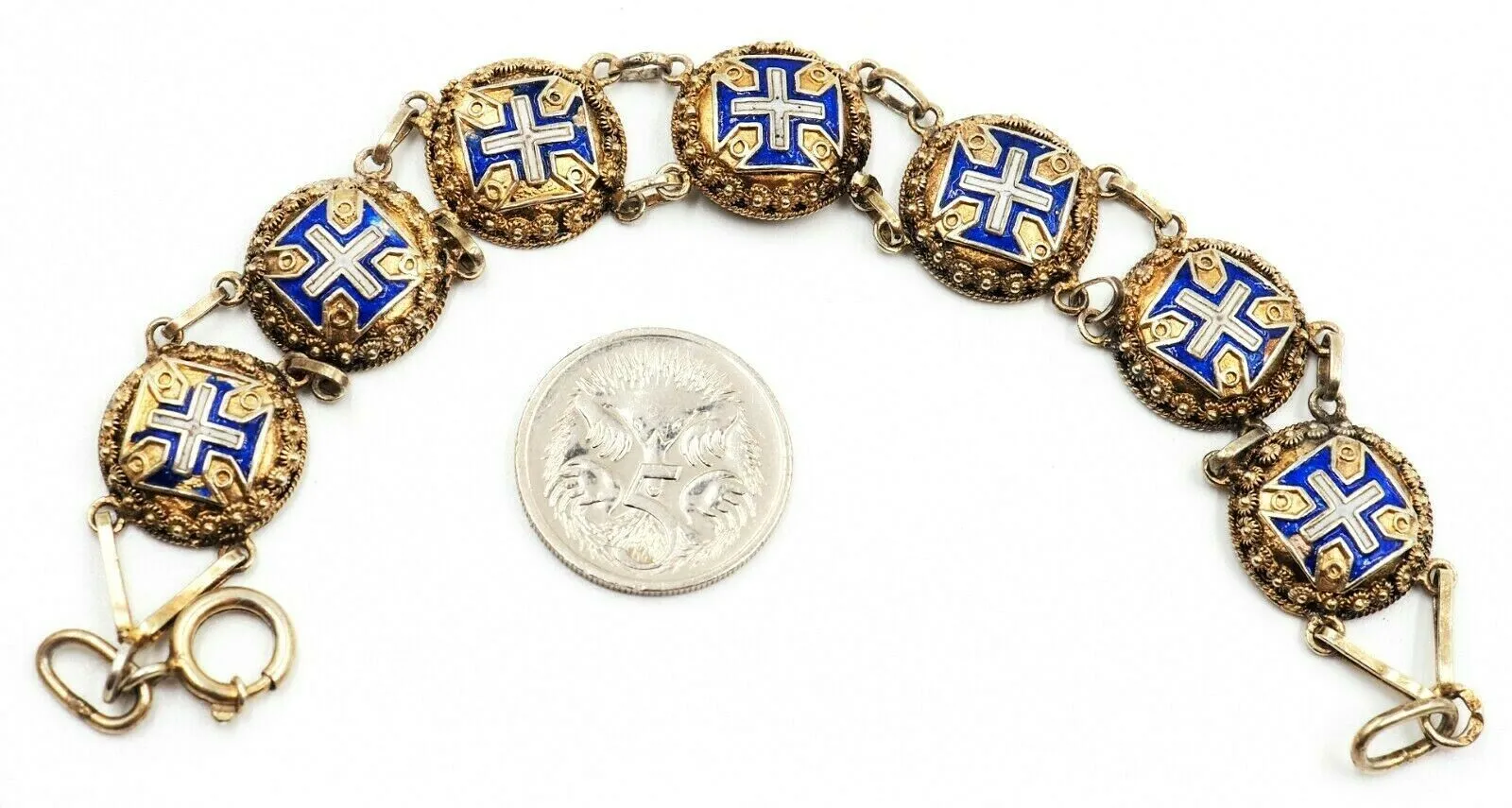 Vintage Enamel & Gold Plated Bracelet Length: 17cm Fashion Jewellery