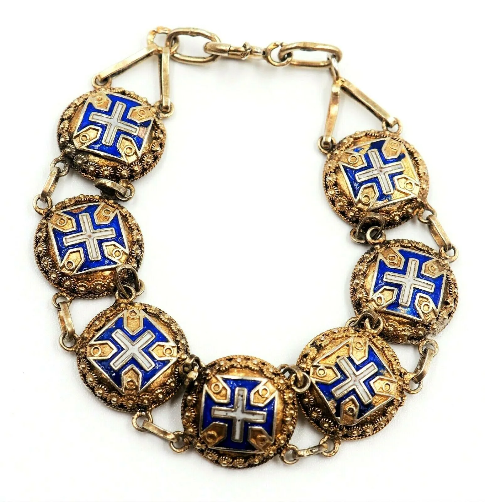 Vintage Enamel & Gold Plated Bracelet Length: 17cm Fashion Jewellery