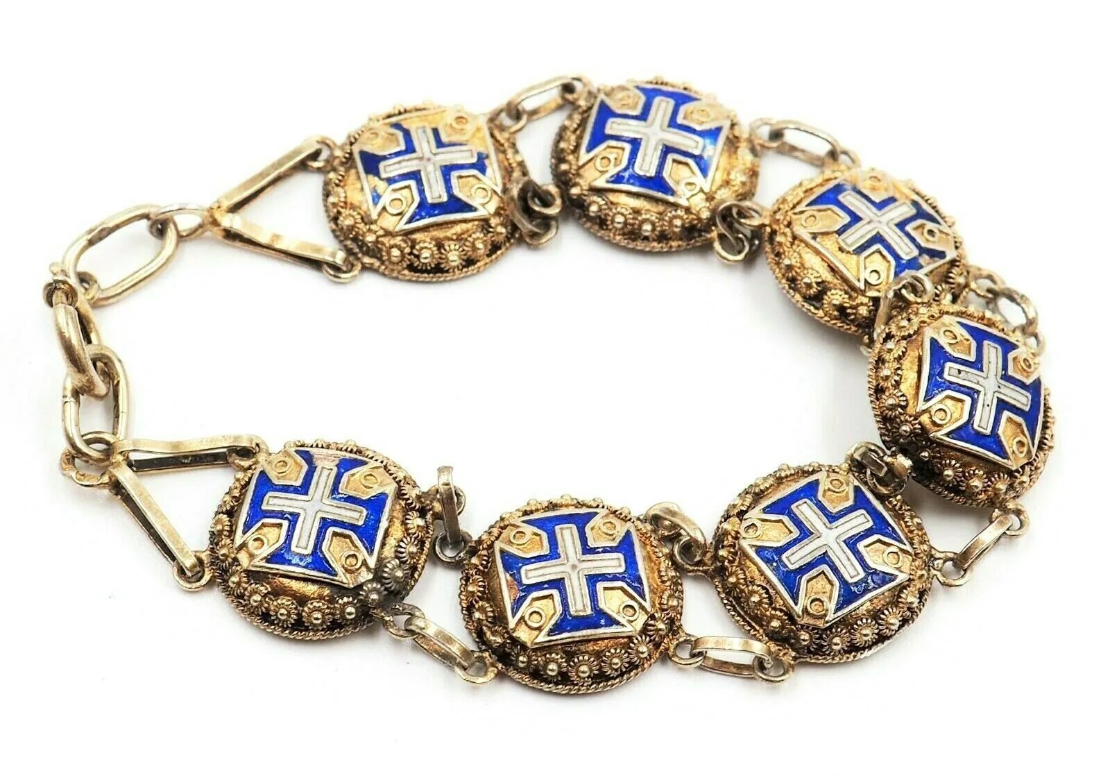 Vintage Enamel & Gold Plated Bracelet Length: 17cm Fashion Jewellery