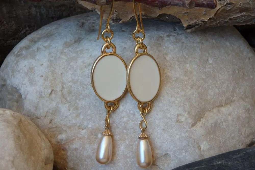 White Bridal Earrings