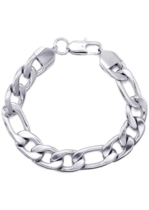White Gold Plated Figaro Bracelet