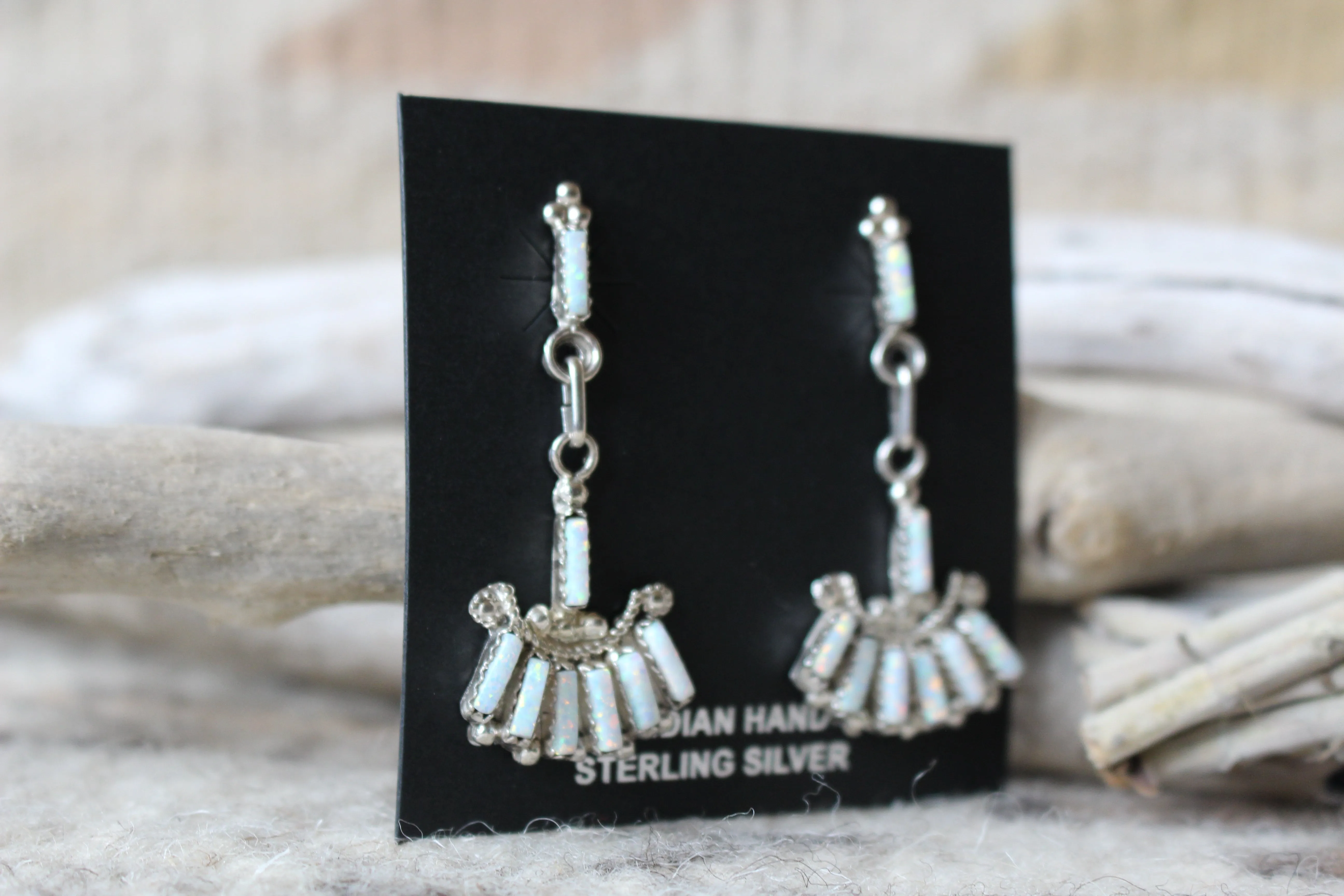 White Opal Fringe Earrings