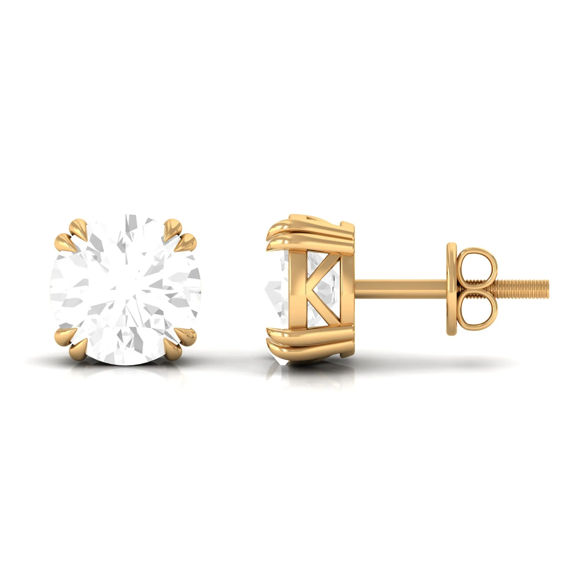 White Topaz Solitaire Stud Earrings
