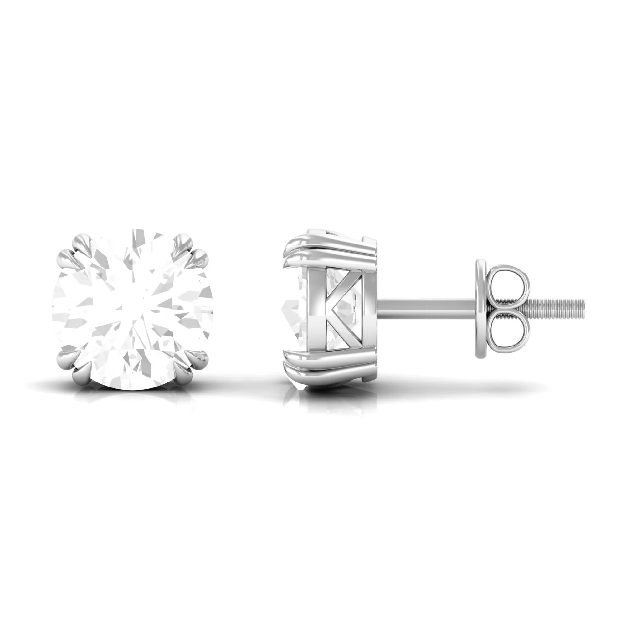 White Topaz Solitaire Stud Earrings