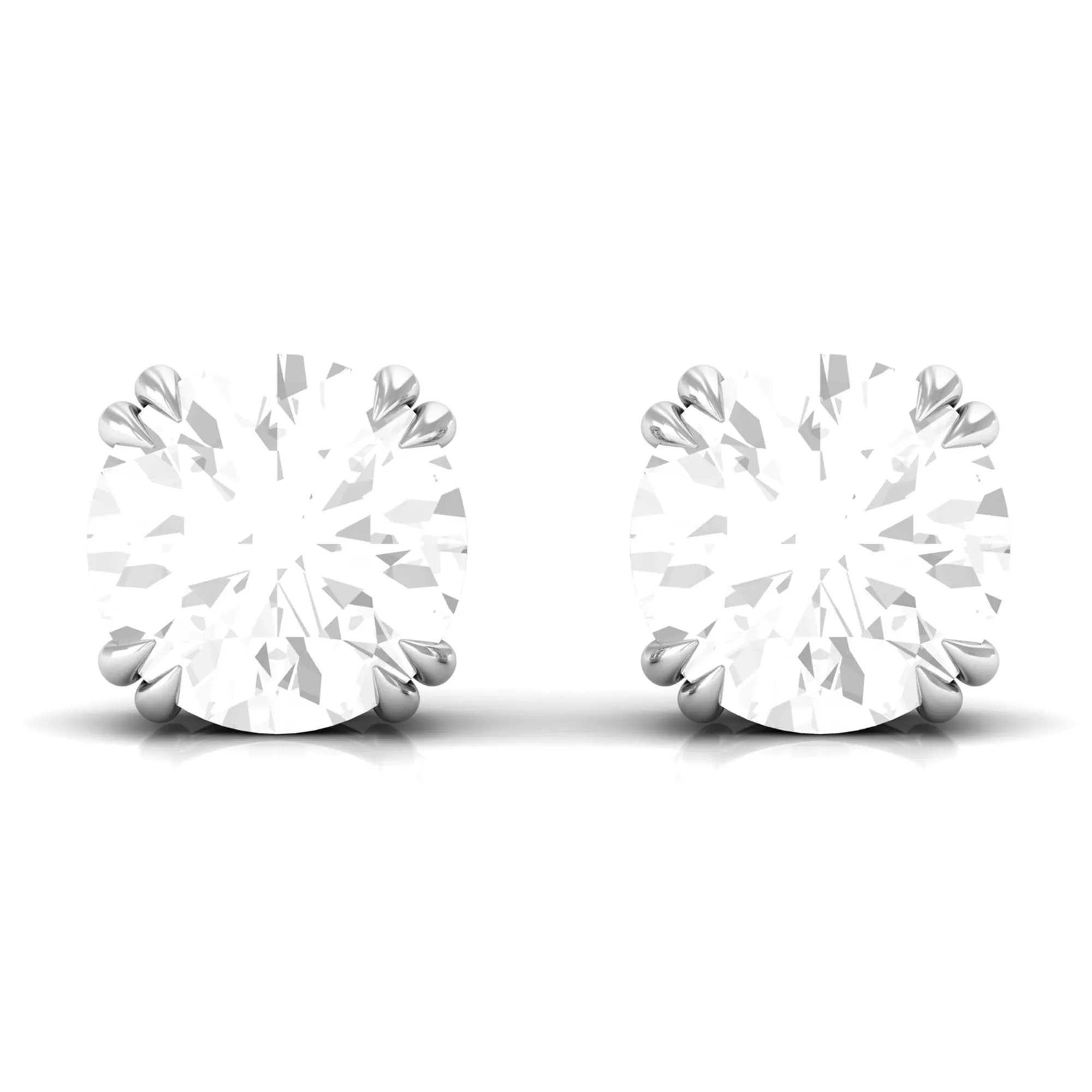 White Topaz Solitaire Stud Earrings