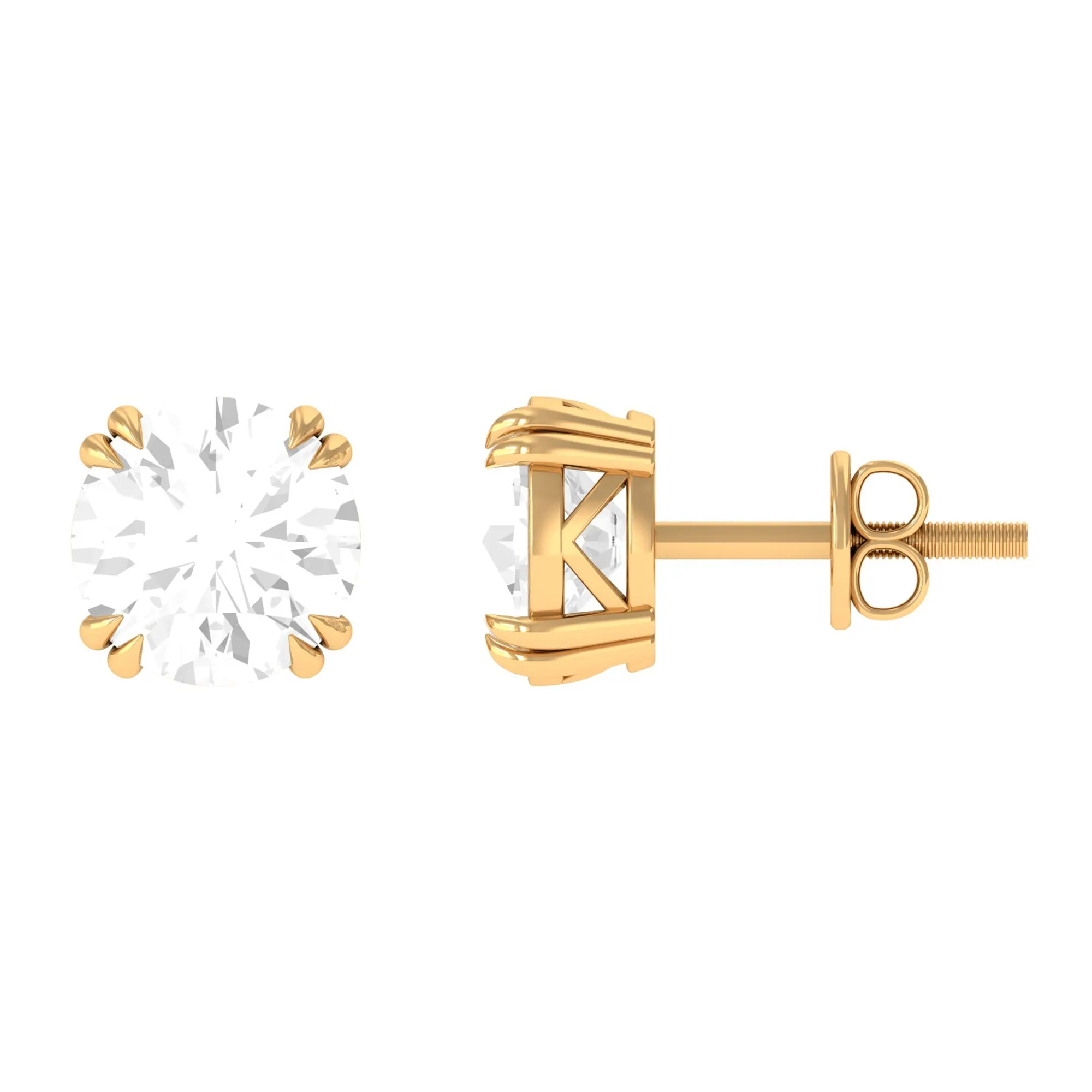 White Topaz Solitaire Stud Earrings