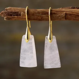 'Wiluray' Rose Quartz Earrings - gold