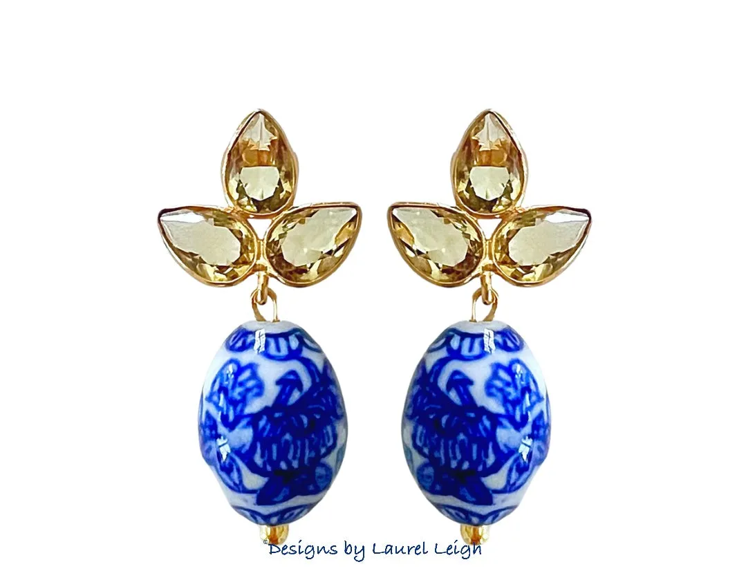 Yellow Gemstone Chinoiserie Earrings